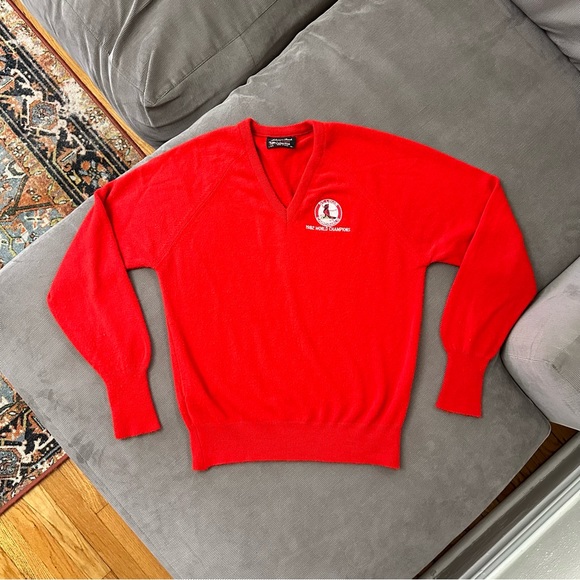 Vintage Anheuser Busch St. Louis Cardinals 1982 World Series Red Sweater Medium - Picture 1 of 9